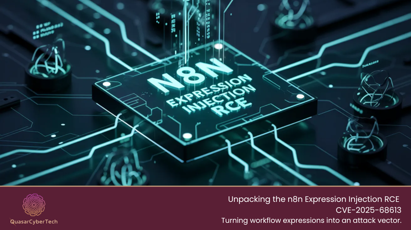 QuasarCyberTech n8n expression vulnerability